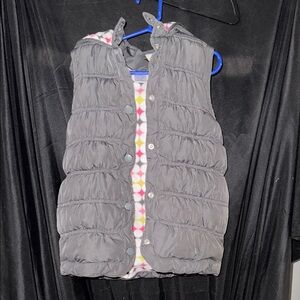 Gymboree Gray Puffer Vest with Colorful Lining